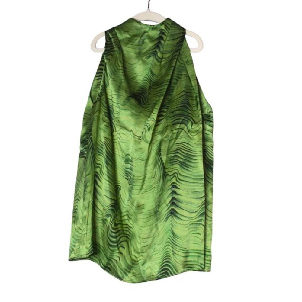Santorelli silk sleeveless blouse green high neck Italy 40 size 4 NWT